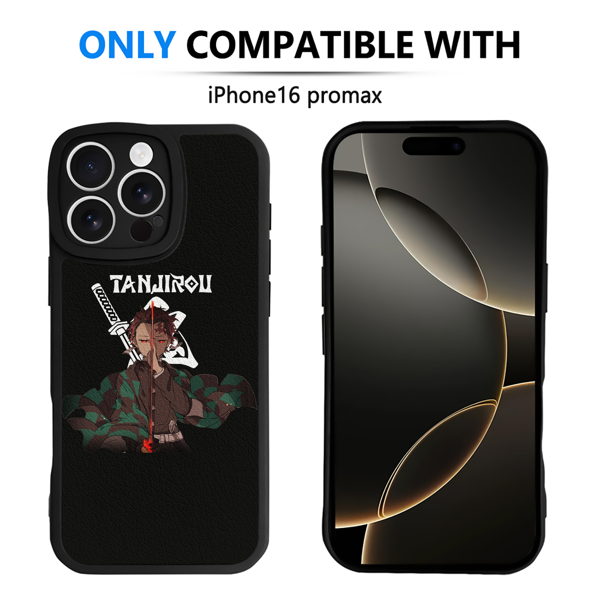 （画像用） 鬼滅の刃 竈門 炭治郎／かまど たんじろう Kamado Tanjirou 【iPhone 16シリーズ対応】シリコンスマホケース（レザー調） 材質：シリコン